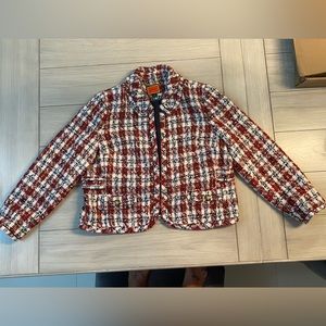 J.Crew Collared Lady Jacket in Cerise Natural Navy Painterly Tweed